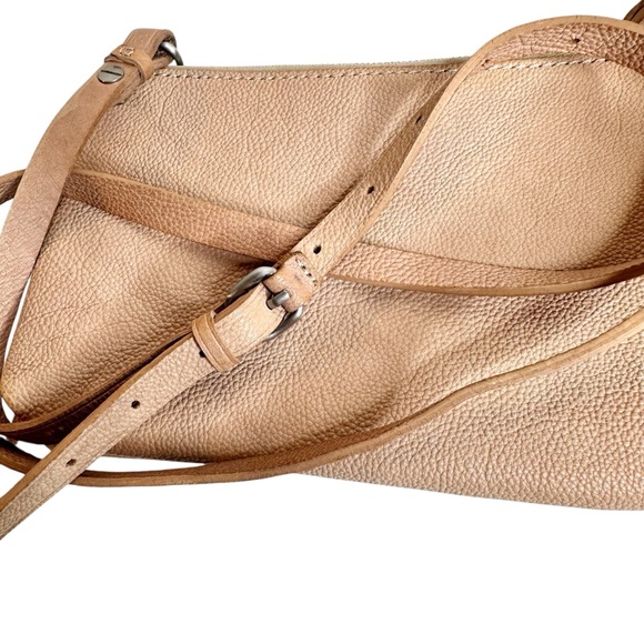 Madewell Twin Pouch Leather Crossbody Bag Washed Leather Light Tan Purse - Picture 16 of 16